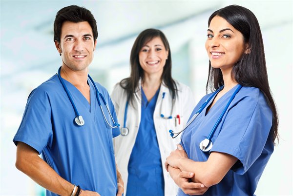 Healthcare professionals in medical uniforms