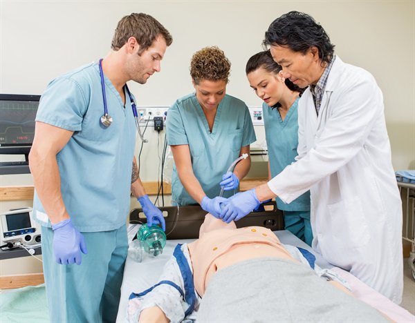 Medical team performing emergency procedure