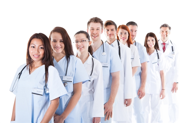 Group of healthcare professionals in uniforms